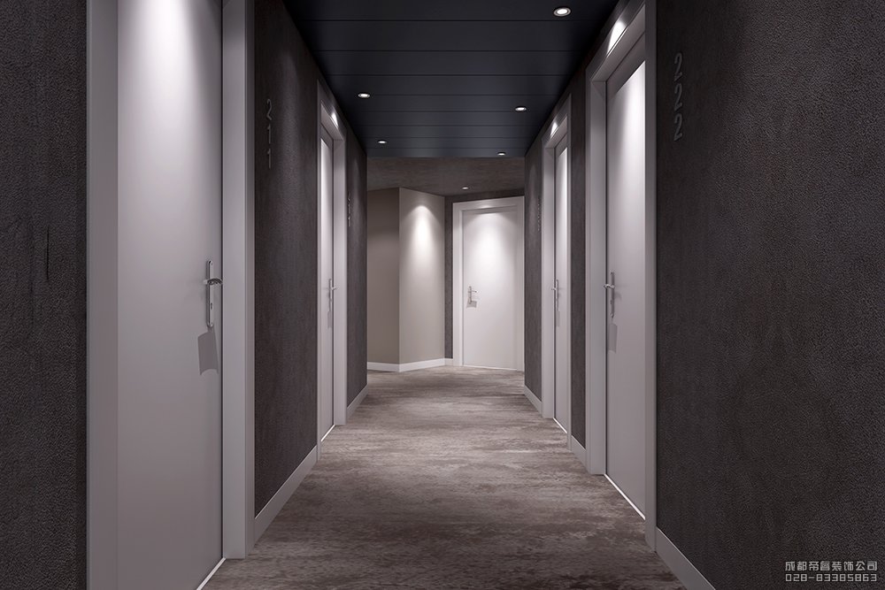 北歐風酒店走廊設計效果圖